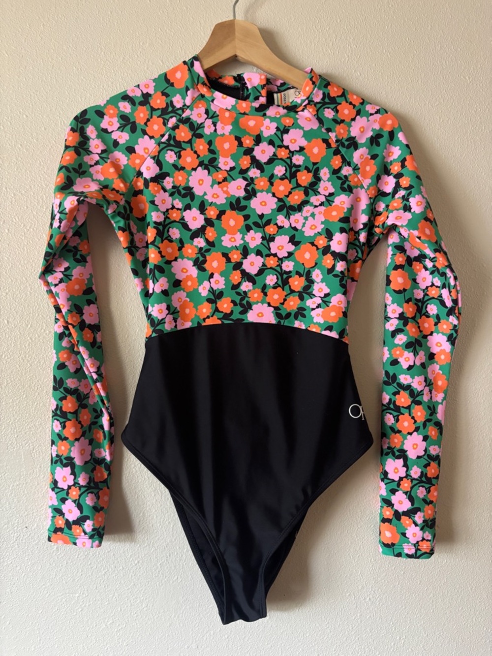 Ocean Pacific OP colorful floral long sleeve swimsuit Size M